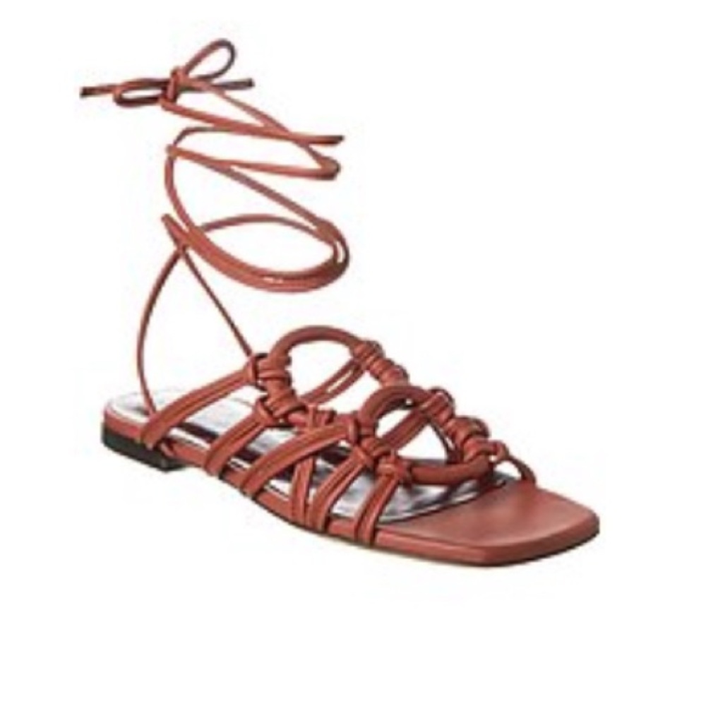 STAUD, Adeline Brown Strappy Sandals